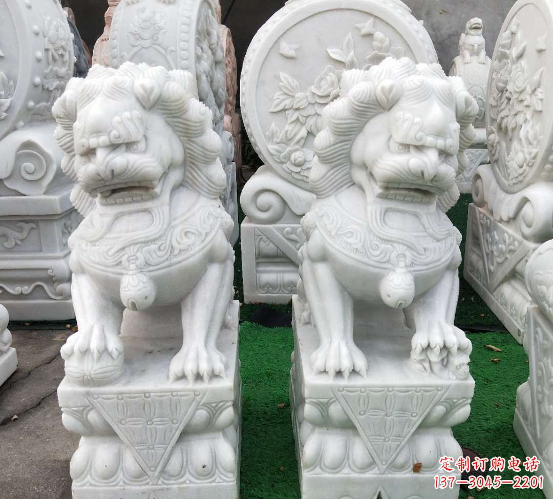 温州精致汉白玉狮子雕塑