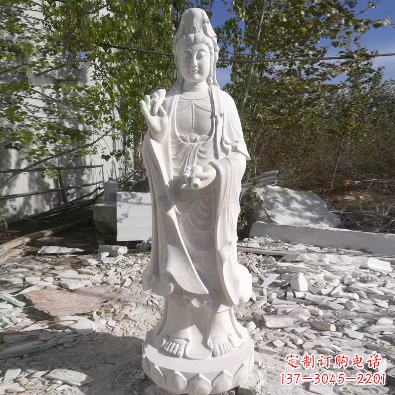 温州象征观音的汉白玉观音菩萨石雕