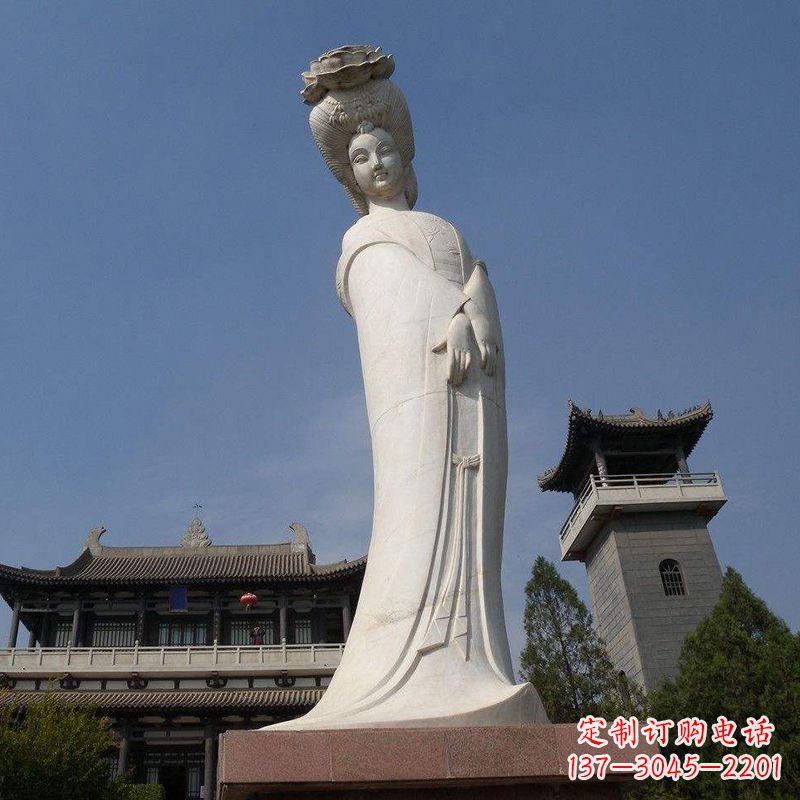 温州汉白玉贵妃石雕像-唐朝著名美女杨玉环景区人物雕塑