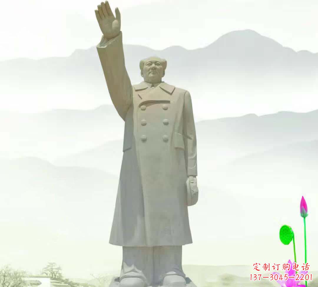 温州汉白玉挥手毛泽东雕塑