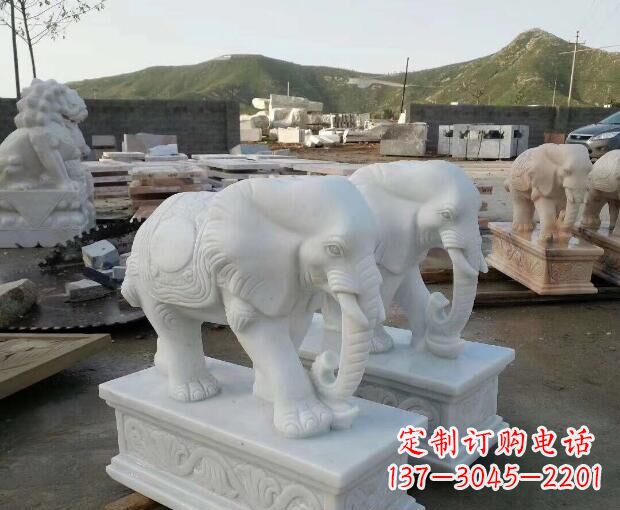 温州高雅大气的汉白玉吉祥大象门口雕塑