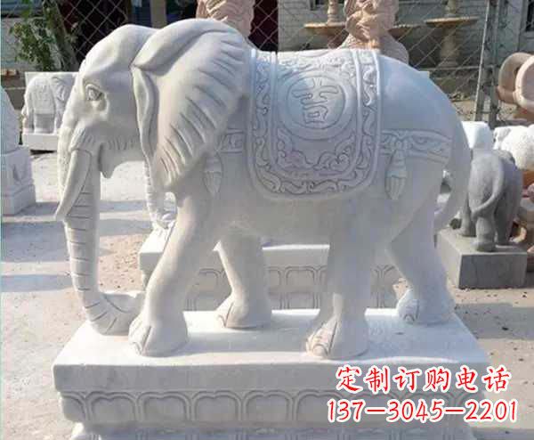 温州汉白玉吉祥如意招财镇宅大象石雕_1
