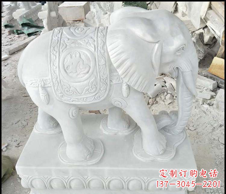 温州汉白玉吉祥如意门口招财镇宅大象石雕,由中…