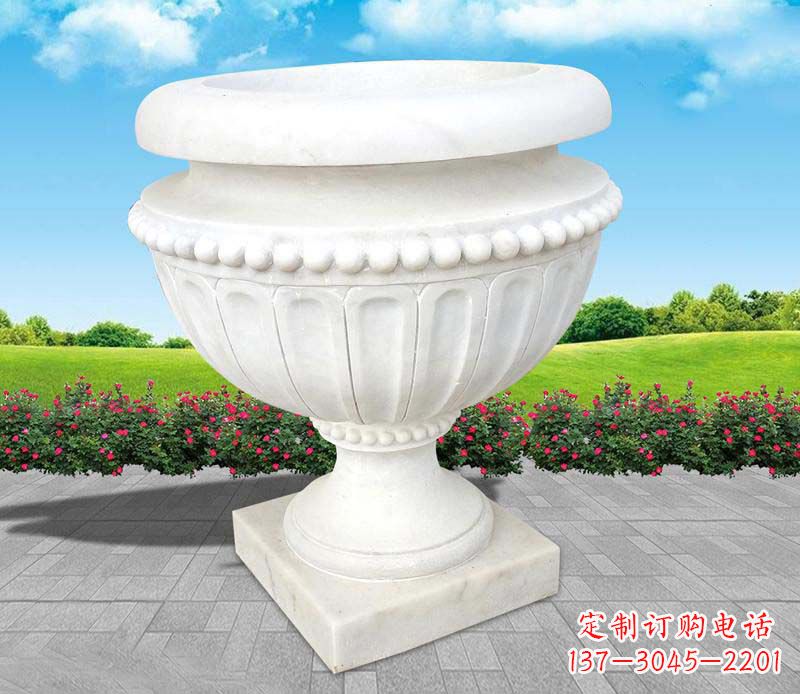 温州汉白玉景观花盆雕塑