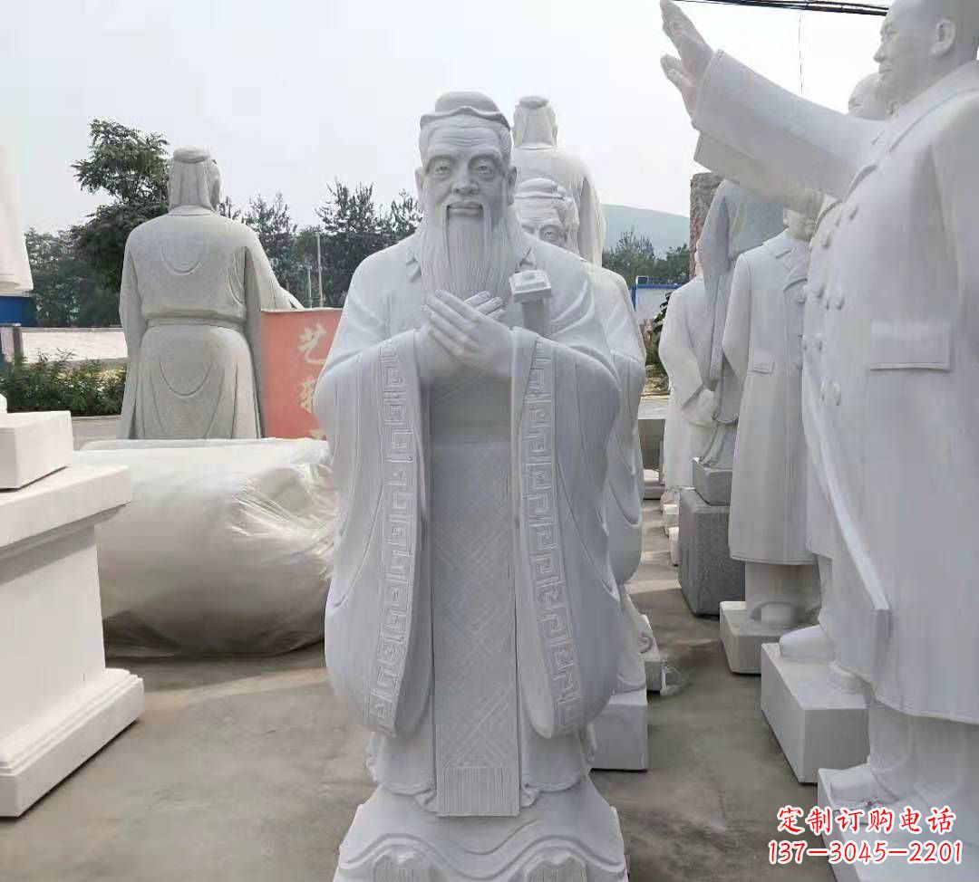 温州精美绝伦的汉白玉孔子雕塑