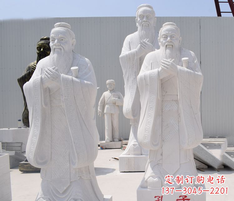 温州汉白玉孔子石雕——传承古代文明，流传着智慧
