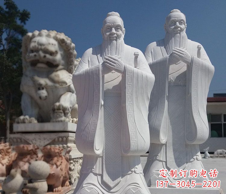 温州以瑰丽石雕塑令孔子长存——汉白玉孔子校园古代名人石雕