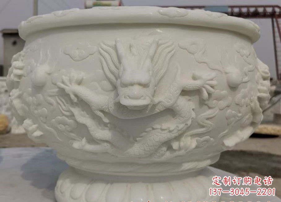 温州中领雕塑汉白玉龙鱼缸雕塑,是由专业雕塑定…