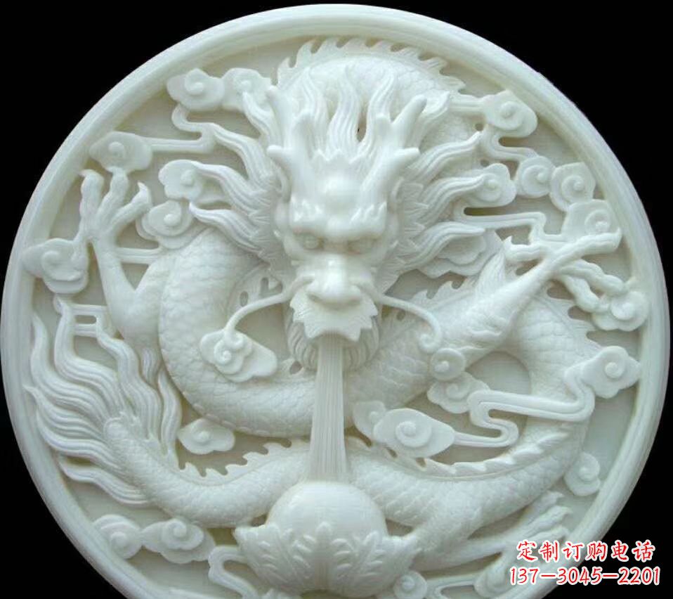 温州汉白玉雕刻龙头摆件,悠然吟诗引领风尚