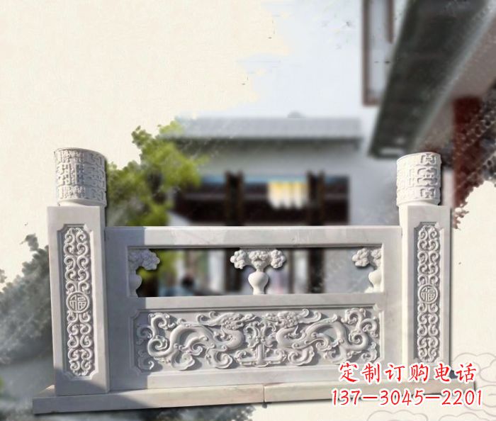 温州汉白玉龙石栏板雕塑