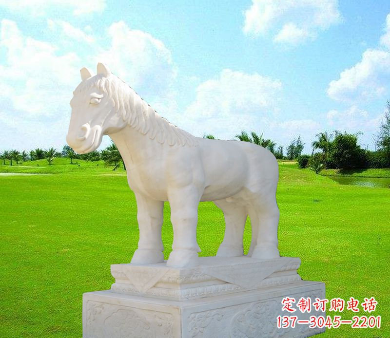 温州汉白玉马石精美动物雕塑