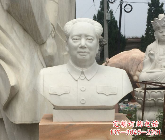 温州高端汉白玉毛主席胸像校园伟人石雕