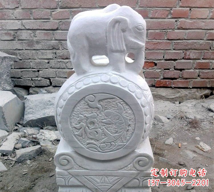 温州汉白玉门口大象抱鼓石
