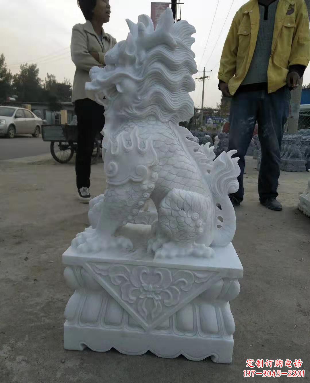 温州汉白玉门口古代神兽镇宅麒麟雕塑