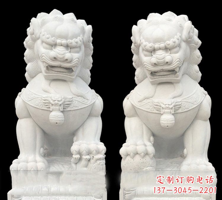 温州玉质狮子门口雕塑是由中领雕塑定制制作的,…