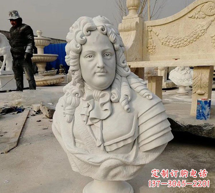 温州汉白玉牛顿头像雕塑,尊享经典