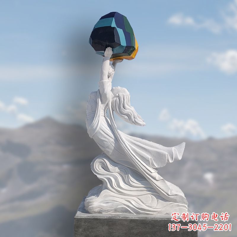 温州领雕塑精美雕刻的女娲补天石雕塑
