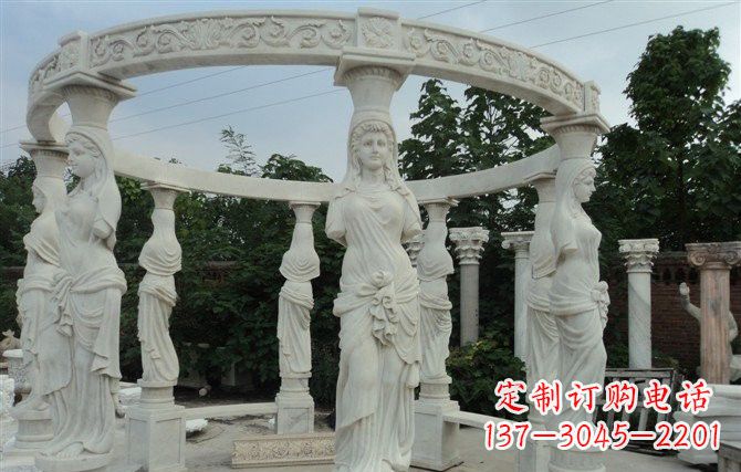 温州汉白玉欧式凉亭雕塑,尽享悠然凉意