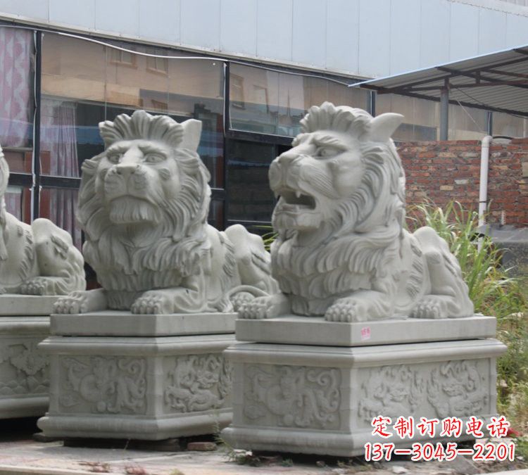 温州汉白玉狮子雕塑,欧式风格精美雕塑