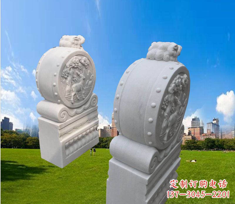 温州精致的汉白玉门墩雕塑