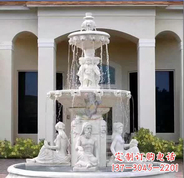 温州汉白玉精美完美的喷泉雕塑