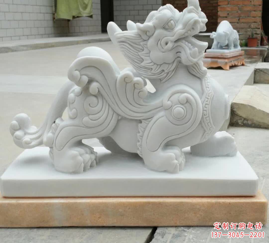 温州精美汉白玉貔貅雕塑