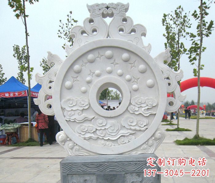 温州精雕细琢汉白玉双龙石门墩雕塑