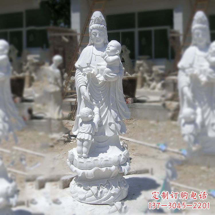 温州汉白玉送子观音雕塑