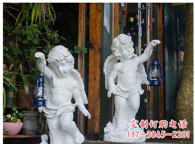 温州白玉天使雕塑,夜晚的灯火璀璨