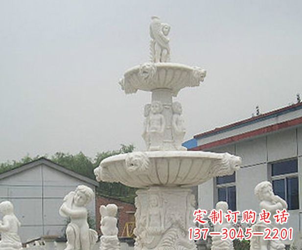 温州汉白玉天使大型喷泉石雕
