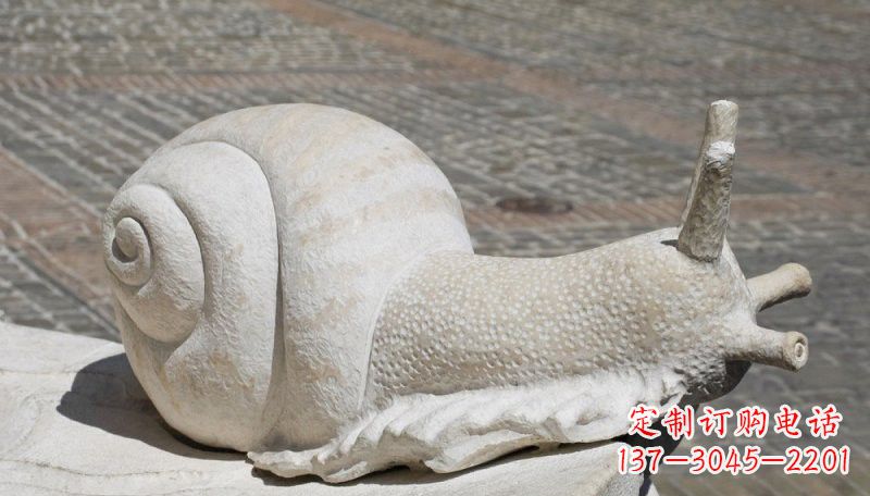 温州汉白玉蜗牛动物石雕