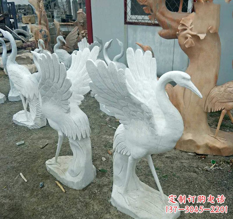 温州装点家园的仙鹤石雕