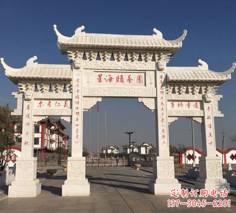 温州汉白玉小区三门牌坊雕塑