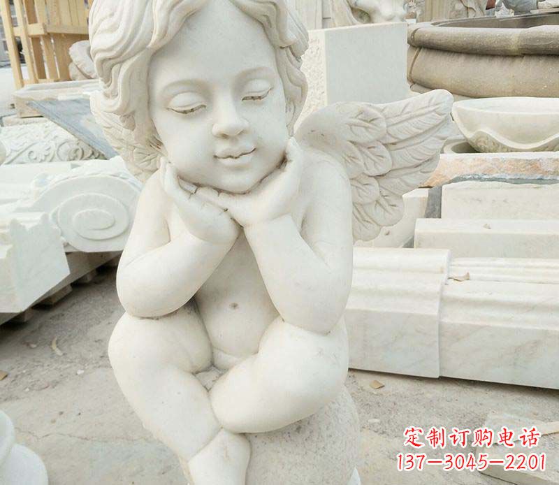 温州汉白玉小天使西方儿童石雕,让孩子们拥有属于自己的天使