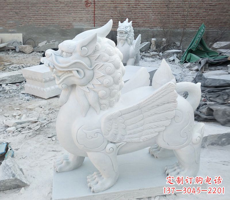 温州汉白玉獬豸独角兽石雕