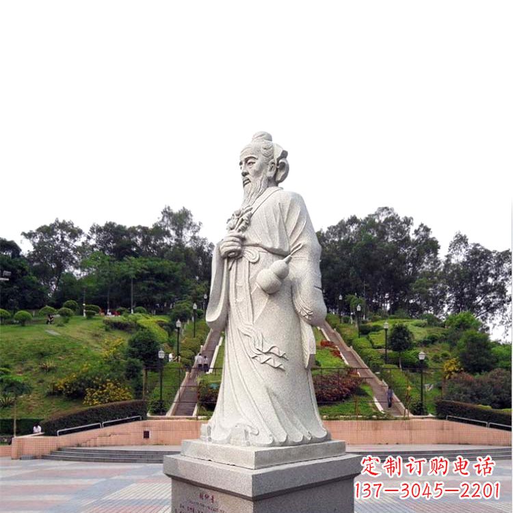 温州汉白玉张仲景石雕雕塑-公园广场历史名人古代著名医学人物
