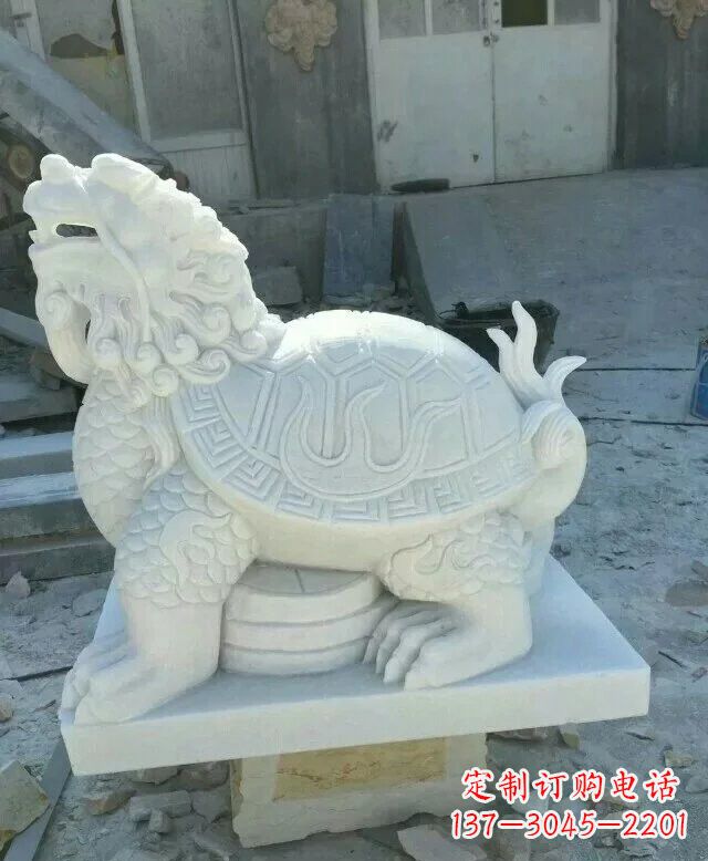 温州汉白玉招财龙龟石雕