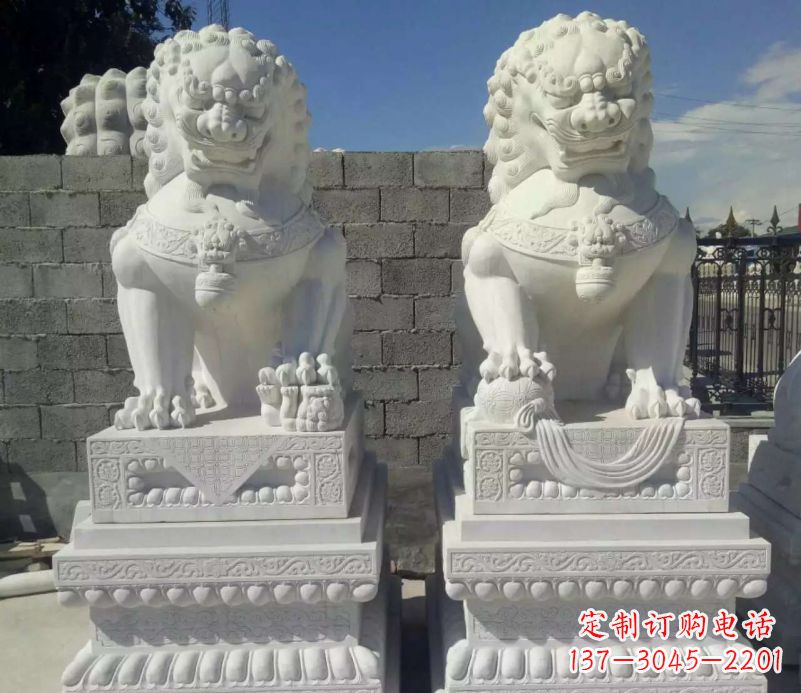 温州汉白玉镇宅狮子石雕塑