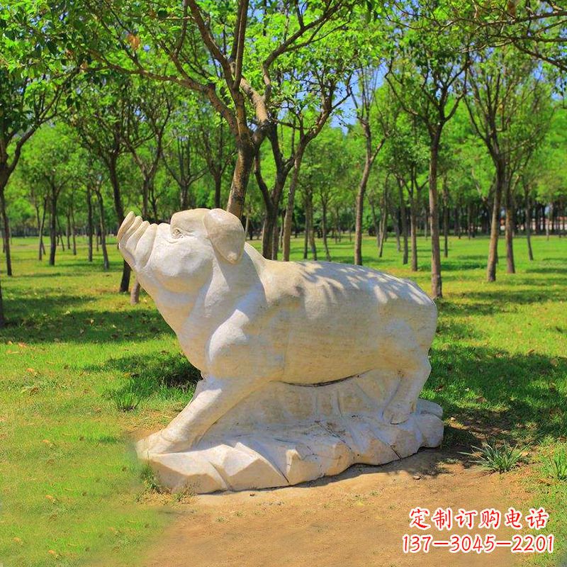 温州传统十二生肖精美手工猪石雕动物雕塑