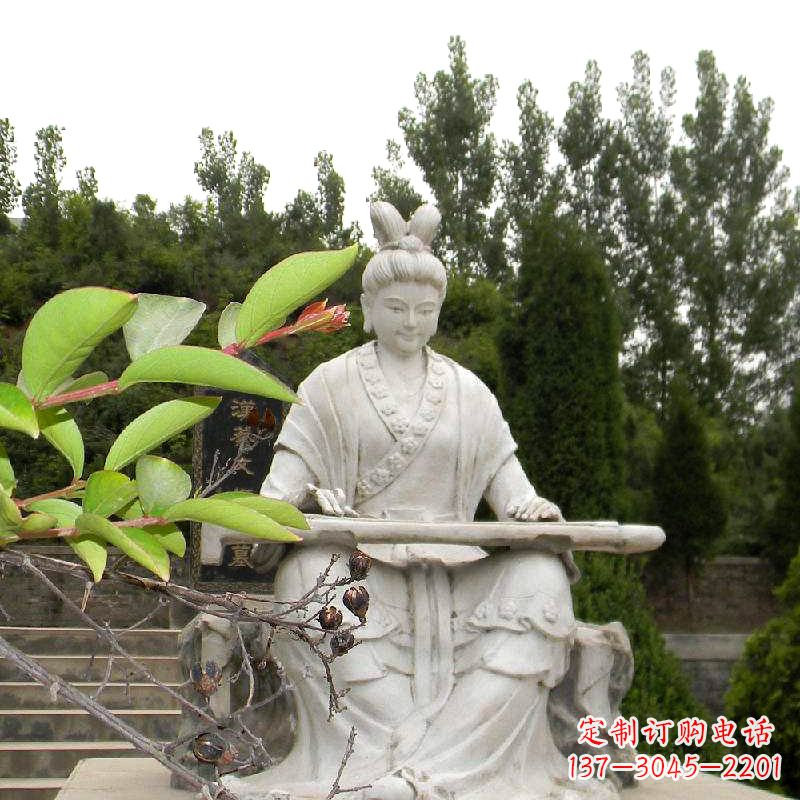 温州汉末才女蔡文姬弹琴石雕塑-景区园林历史名人雕像