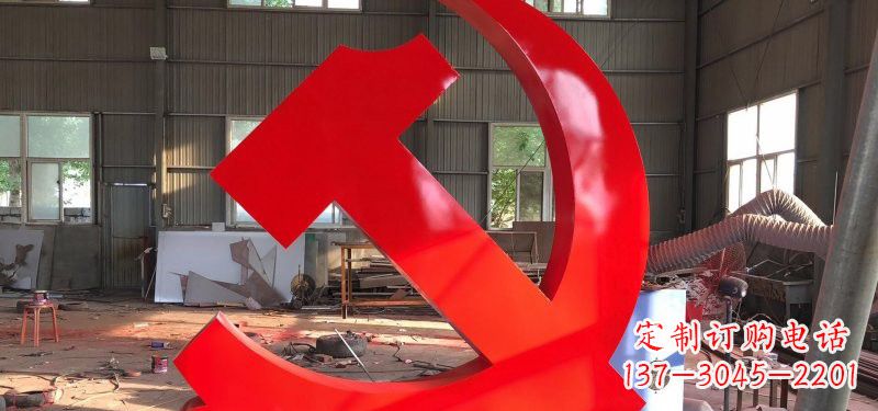 温州河南不锈钢党徽雕塑,精致而完美