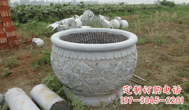 温州荷花花盆公园景观石雕,千般美妙一览无余