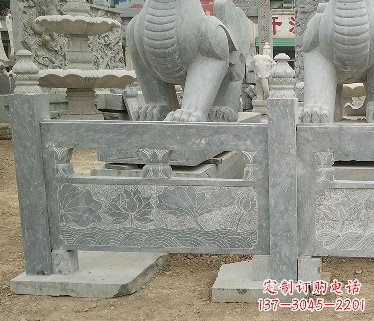 温州荷花石浮雕仿古栏板石雕
