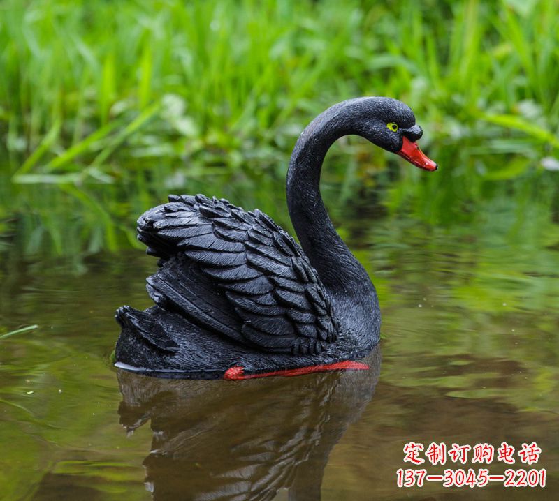 温州精致风范:黑天鹅展翅玻璃钢仿真雕塑