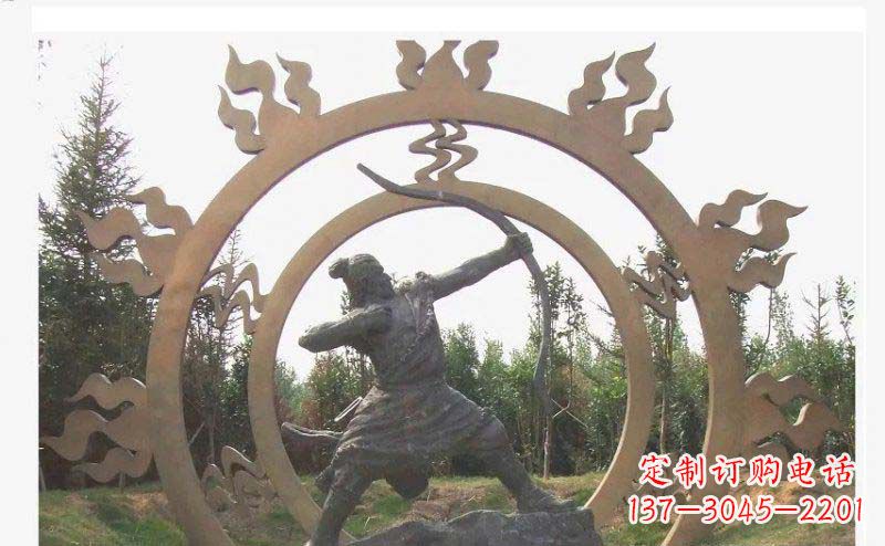温州后羿射日玻璃钢仿铜人物雕塑
