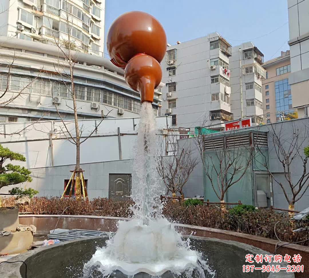 温州葫芦广场喷泉雕塑,精致唯美