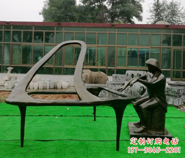 温州户外弹钢琴人物铜雕