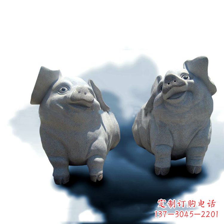 温州花岗岩动物雕塑-可爱的福猪