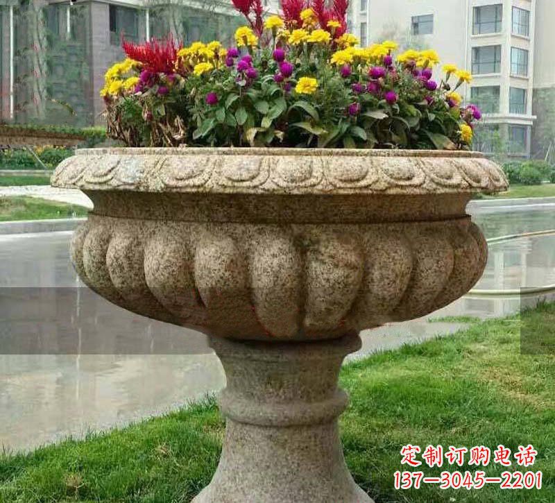 温州花岗岩小区花盆石雕，精美绝伦