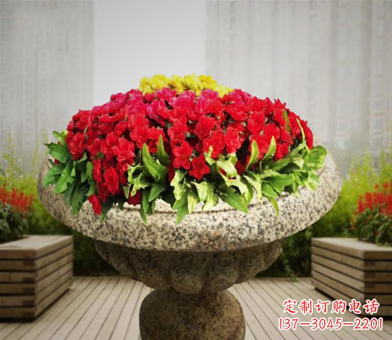 温州花岗岩小区景观花盆雕塑:精美艺术设计